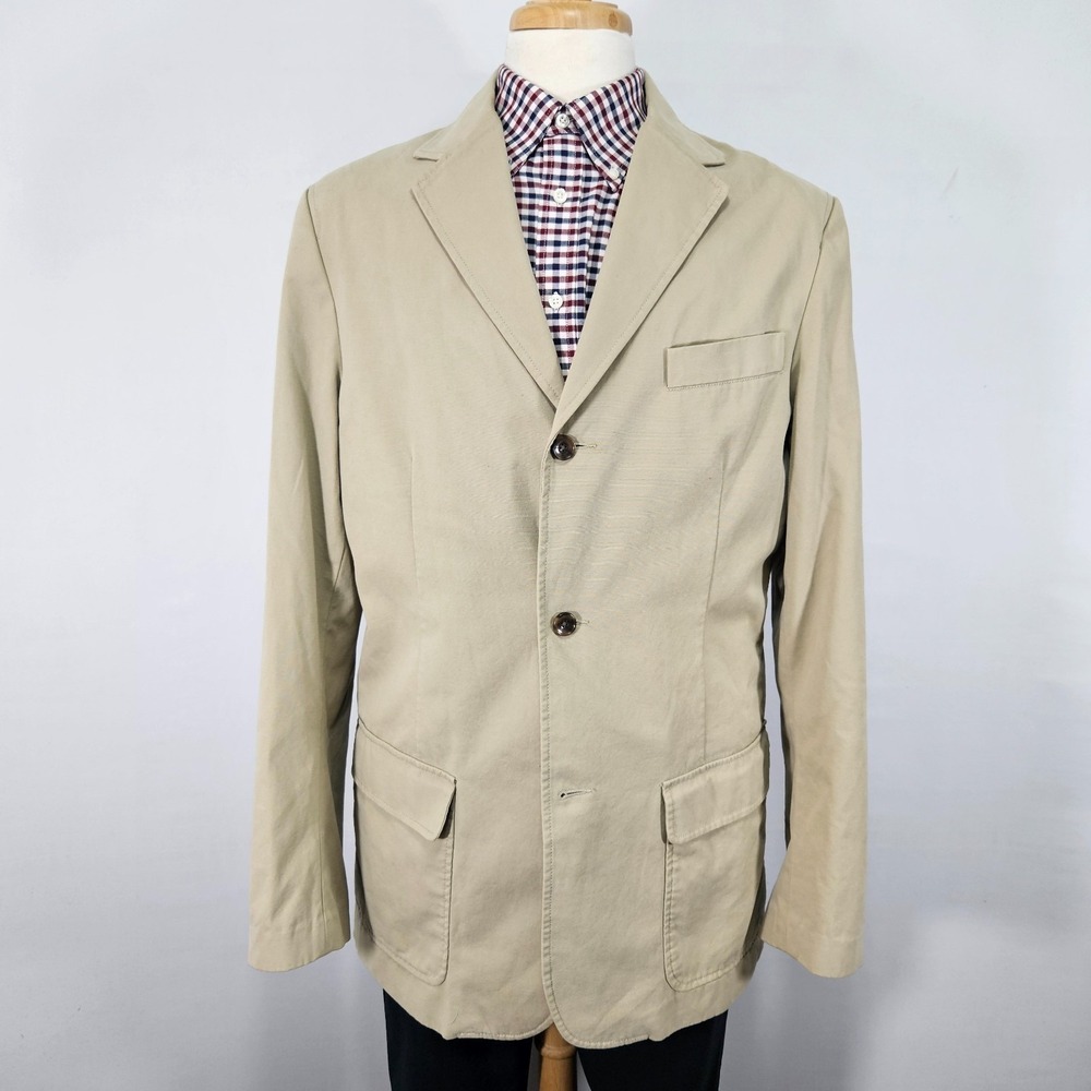 Eddie Bauer Men's Sport Coat Blazer Three Button Beige Cotton Size Large Tall